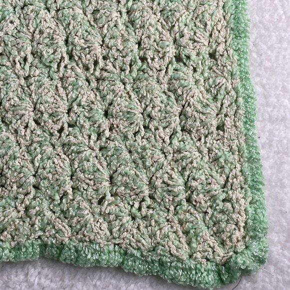 Handmade Crochet Throw Baby Blanket 35x32 Afghan Greens Baby Room Neutral - Picture 8 of 8